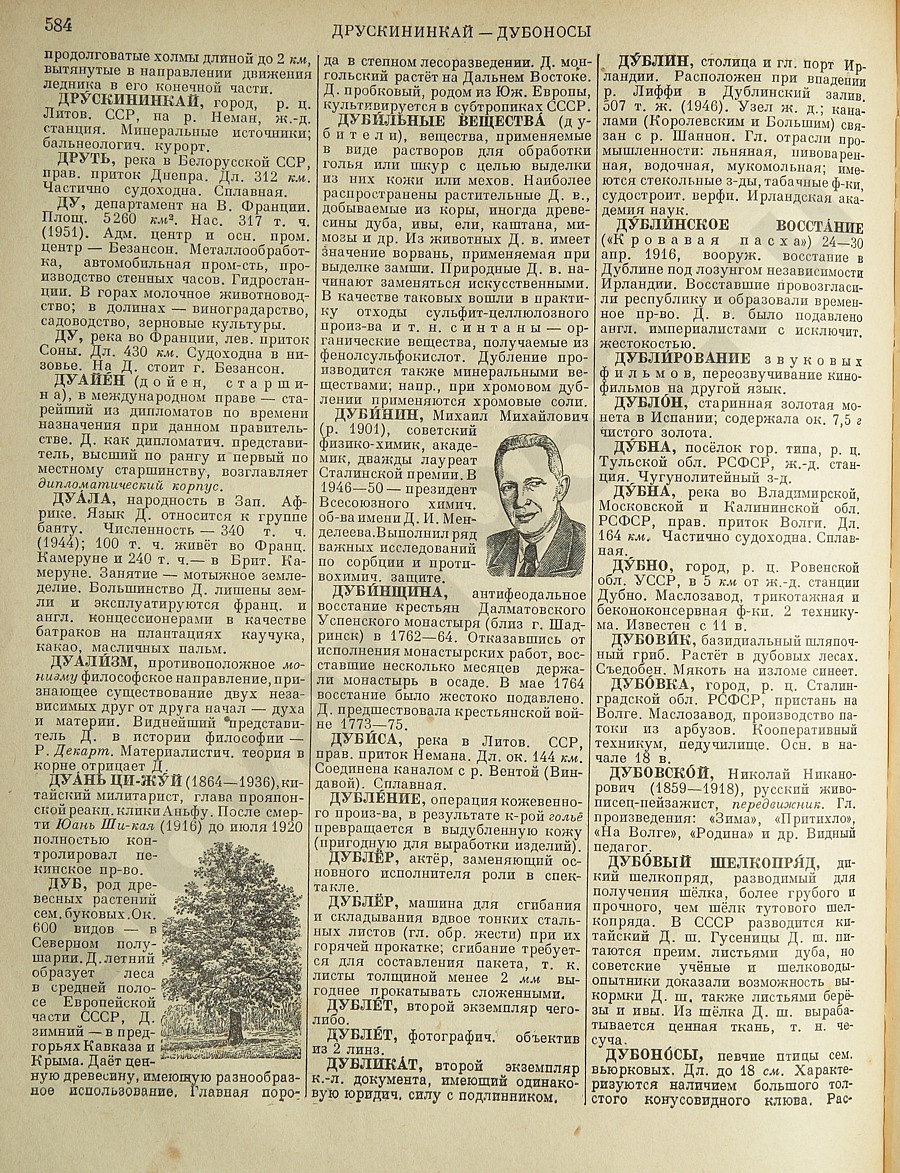 Энциклопедический словарь 1953. Стр. 584 - Друскининкай - Дубоносы